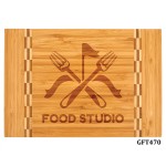 Customized 12" x 8-1/4" Bamboo Rectangle Cutting Board with Butcher Block Edge