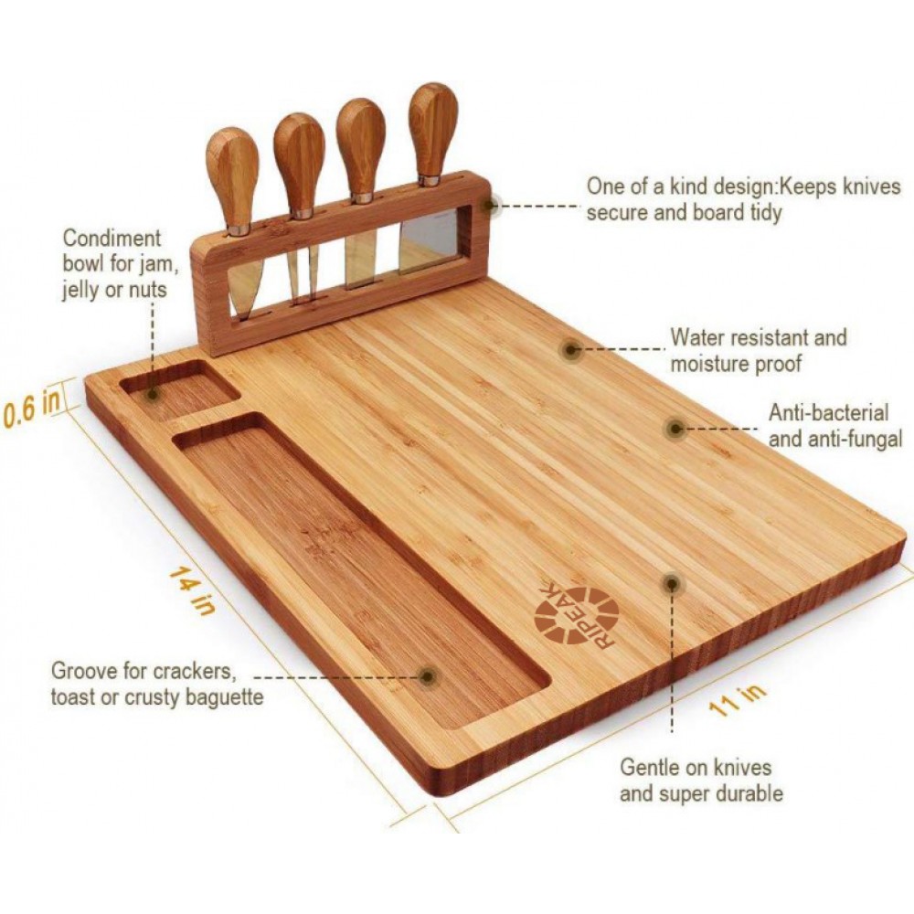 Bamboo Cheese Board Set with Logo Bamboo Cheese Board Set with Logo