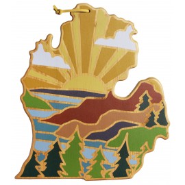 Michigan (Mitten) State Shaped Cutting & Serving Board w/Artwork by Summer Stokes with Logo