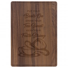 13 3/4" x 9 3/4" Walnut Cutting Board with Drip Ring with Logo