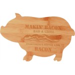 Logo Branded 13 3/4" x 8 3/4" Bamboo Pig Shaped Cutting Board