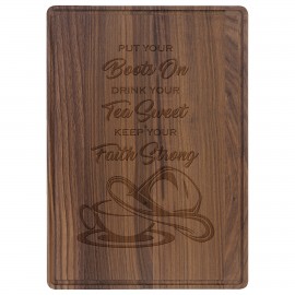 Logo Branded Walnut Cutting Board with Drip Ring 13 3/4" x 9 3/4"