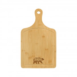 Logo Branded 15" x 9" Bamboo Paddle Cutting Board with Juice Groove