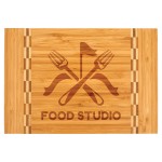 Promotional 12" x 8 1/4" Bamboo Cutting Board with Butcher Block Inlay