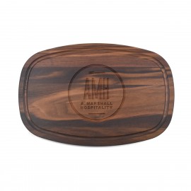 Personalized 10" x 16" x 3/4" Walnut Oval Cutting Board with Juice Groove