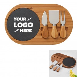 Logo Branded Oval Slate Cheese Board Set