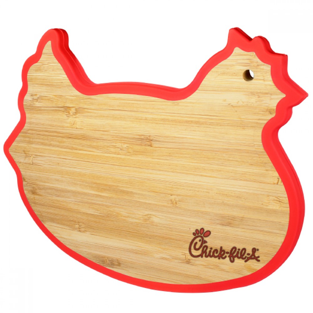 Chicken Bamboo Trivet w/Silicone Edge with Logo