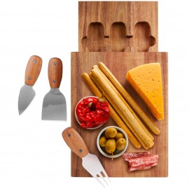 The Beaufort Acacia Cheese Board Set with Drawer with Logo