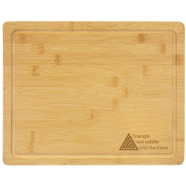 Logo Branded 13 3/4" x 11" Bamboo Cutting Board with Drip Ring