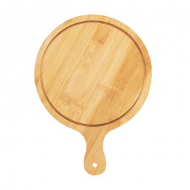 10" Bamboo Pizza Cutting Board with Logo  10" Bamboo Pizza Cutting Board with Logo