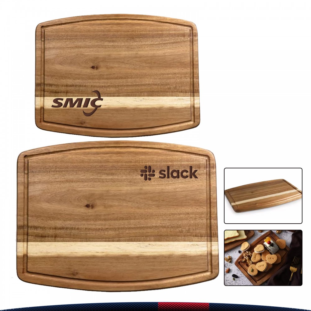 Marnet Acacia Wood Curved Cutting Board Logo Branded