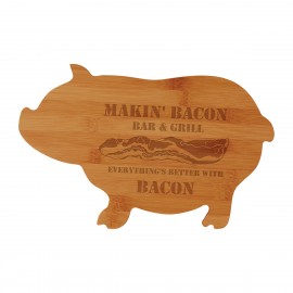 Bamboo Pig-Shaped Cutting Board with Logo