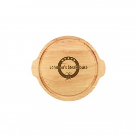 Custom 12" Maple Round Cutting Board w/ Juice Groove & Handles