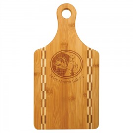 Personalized 7" x 13.5" - Bamboo Cutting Board with Butcher Block Inlay
