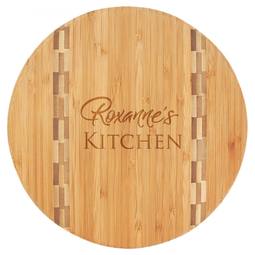 Logo Branded 9.75" Round Bamboo Wood Cutting Board Logo Branded 9.75" Round Bamboo Wood Cutting Board