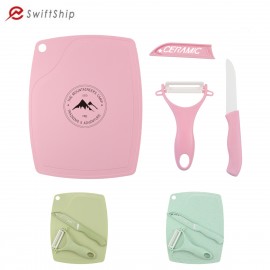 Custom Imprinted Ceramic Fruit Knife Chopping Board Set (Economy Shipping)