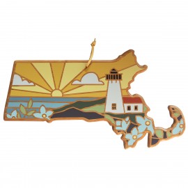 Promotional Massachusetts State Shaped Serving & Cutting Board w/Artwork by Summer Stokes