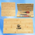 Logo Branded Portable Bamboo Cutting Board Set with Foldable Utensils