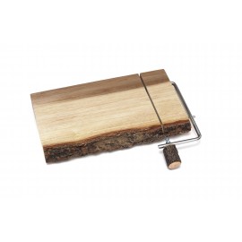 Lipper Acacia Slab Cheese Slicer w/ Bark with Logo