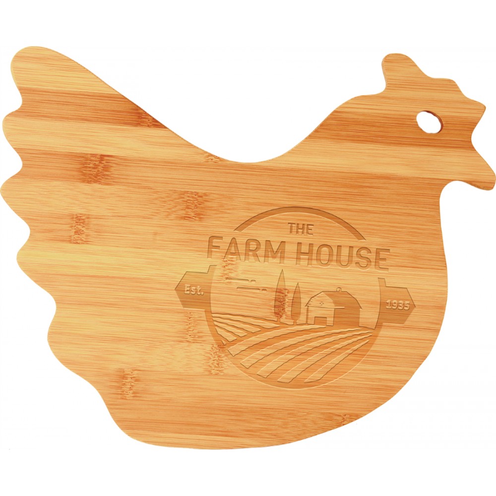 13 1/2" x 10 7/8" Bamboo Hen Shape Cutting Board Custom Imprinted 13 1/2" x 10 7/8" Bamboo Hen Shape Cutting Board Custom Imprinted
