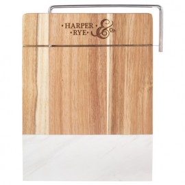 Personalized Marble and Acacia Wood Cheese Cutting Board  Personalized Marble and Acacia Wood Cheese Cutting Board