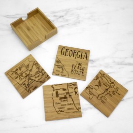 Georgia Puzzle Coaster Set with Logo  Georgia Puzzle Coaster Set with Logo