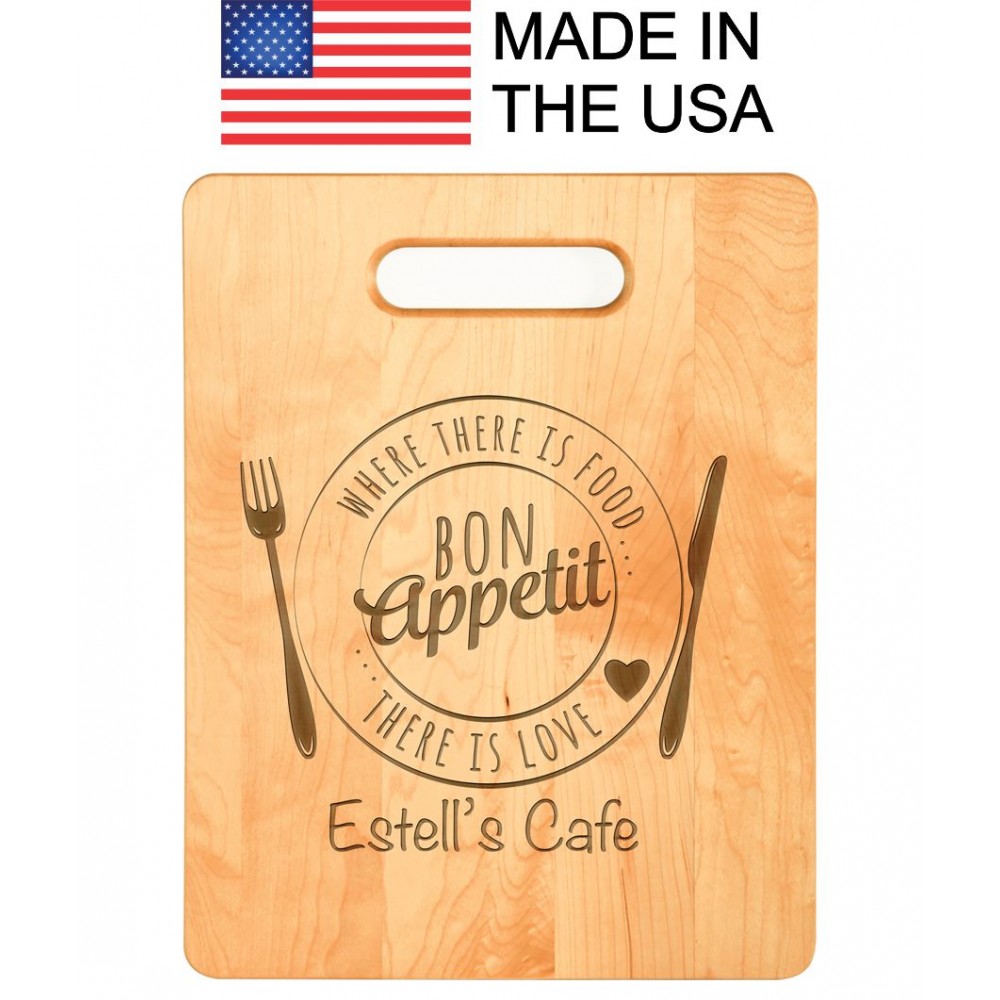 11 1/2" x 8 3/4" Maple Cutting Board MADE IN THE USA! with Logo
