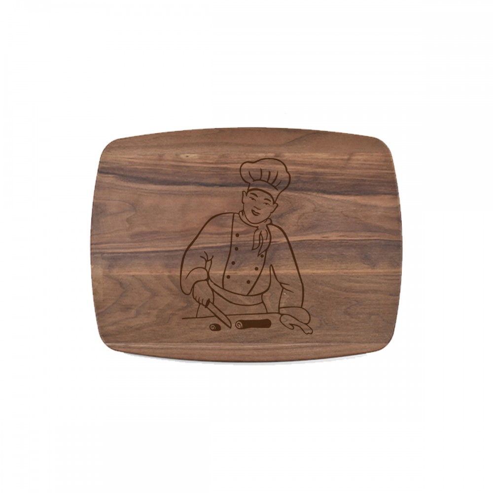 9" x 12" Walnut Curved Rectangular Cutting Board Custom Imprinted 9" x 12" Walnut Curved Rectangular Cutting Board Custom Imprinted