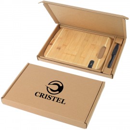 Custom Engraved Bamboo Sharpen-It Cutting Board w/Knife Gift Box Set