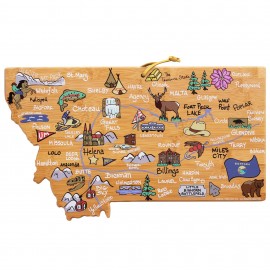 Customized Montana State Shaped Cutting & Serving Board w/Artwork by Fish Kiss