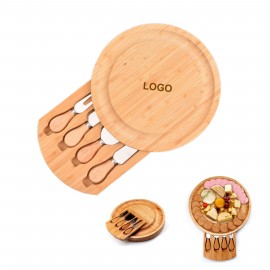 Bamboo Cheese Board and Knife Set - OCEAN with Logo