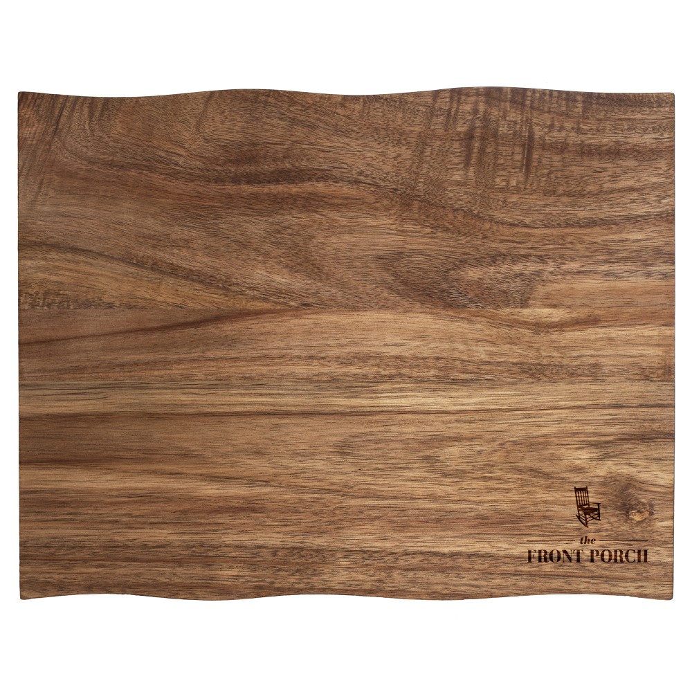 Logo Branded 15" Acacia Cutting Board with Natural Style Edges