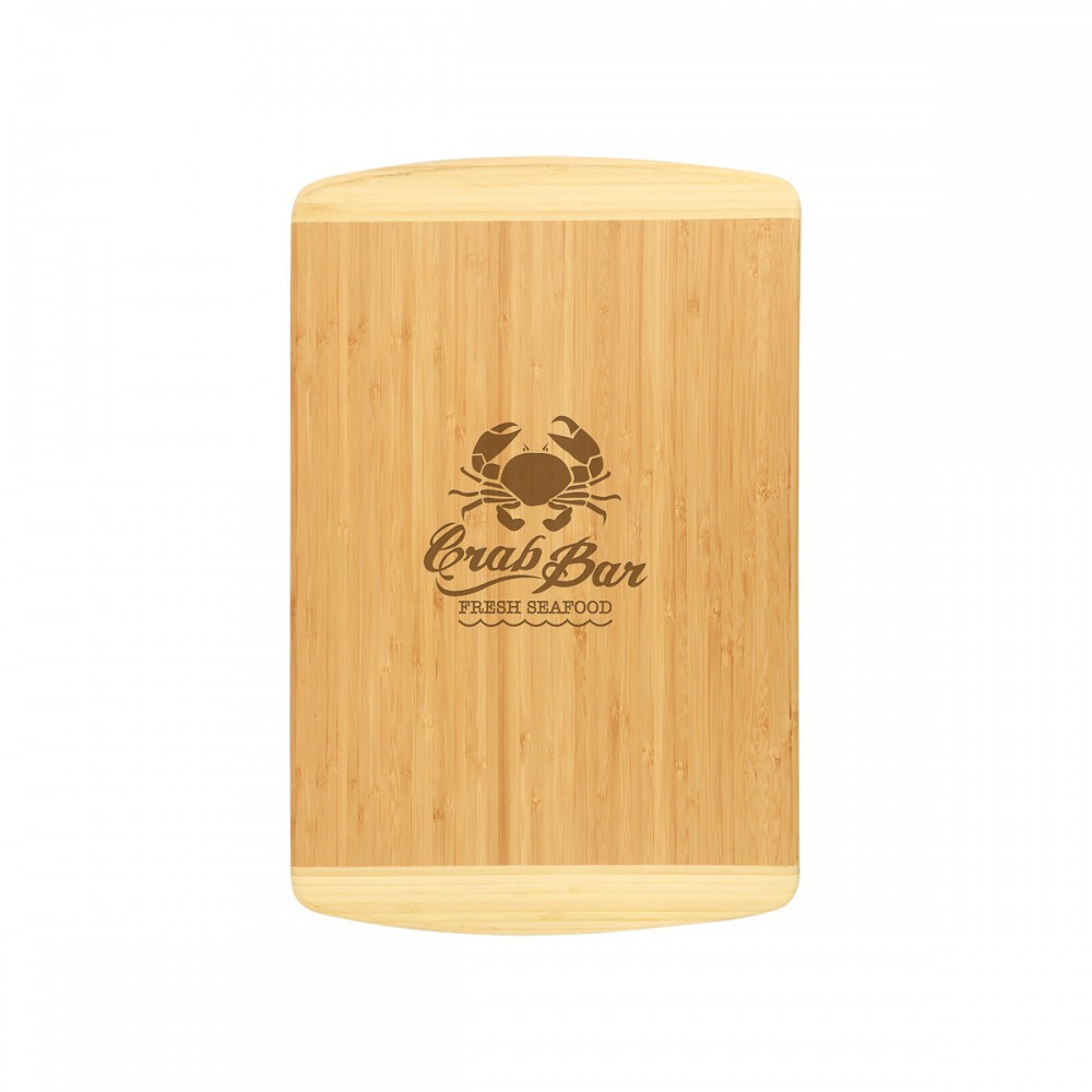 13" x 11" Bamboo 2-Tone Cutting Board with Logo