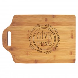 Logo Branded 15" x 10" Bamboo Cutting Board w/ Handle