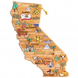 Customized California State Shaped Cutting & Serving Board w/Artwork by Fish Kiss  Customized California State Shaped Cutting & Serving Board w/Artwork by Fish Kiss