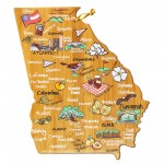 Georgia State Shaped Cutting & Serving Board w/Artwork by Fish Kiss with Logo