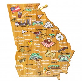Georgia State Shaped Cutting & Serving Board w/Artwork by Fish Kiss with Logo  Georgia State Shaped Cutting & Serving Board w/Artwork by Fish Kiss with Logo