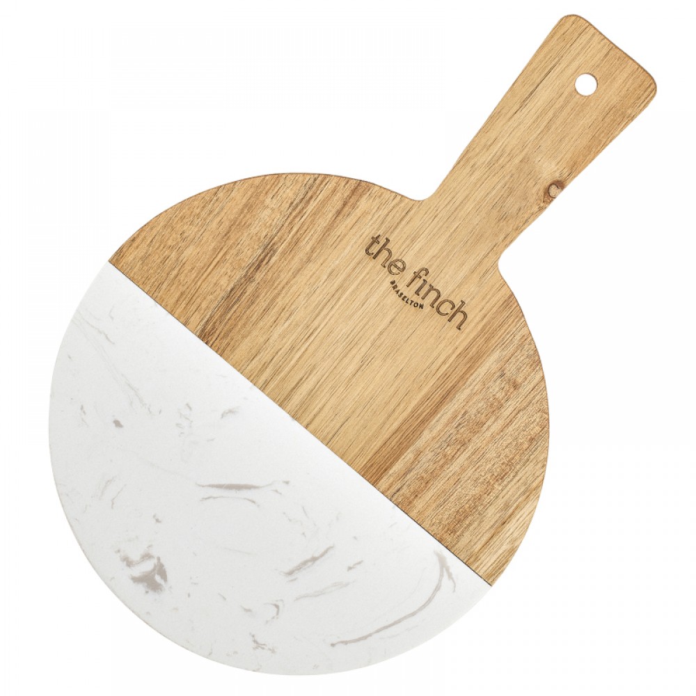 Round Acacia Marble Board Serving Tray Cutting Board with Logo