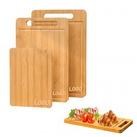 3pcs Bamboo Cutting Boards Wood Juice Groove Chopping Board Serving Tray with Handles with Logo  3pcs Bamboo Cutting Boards Wood Juice Groove Chopping Board Serving Tray with Handles with Logo