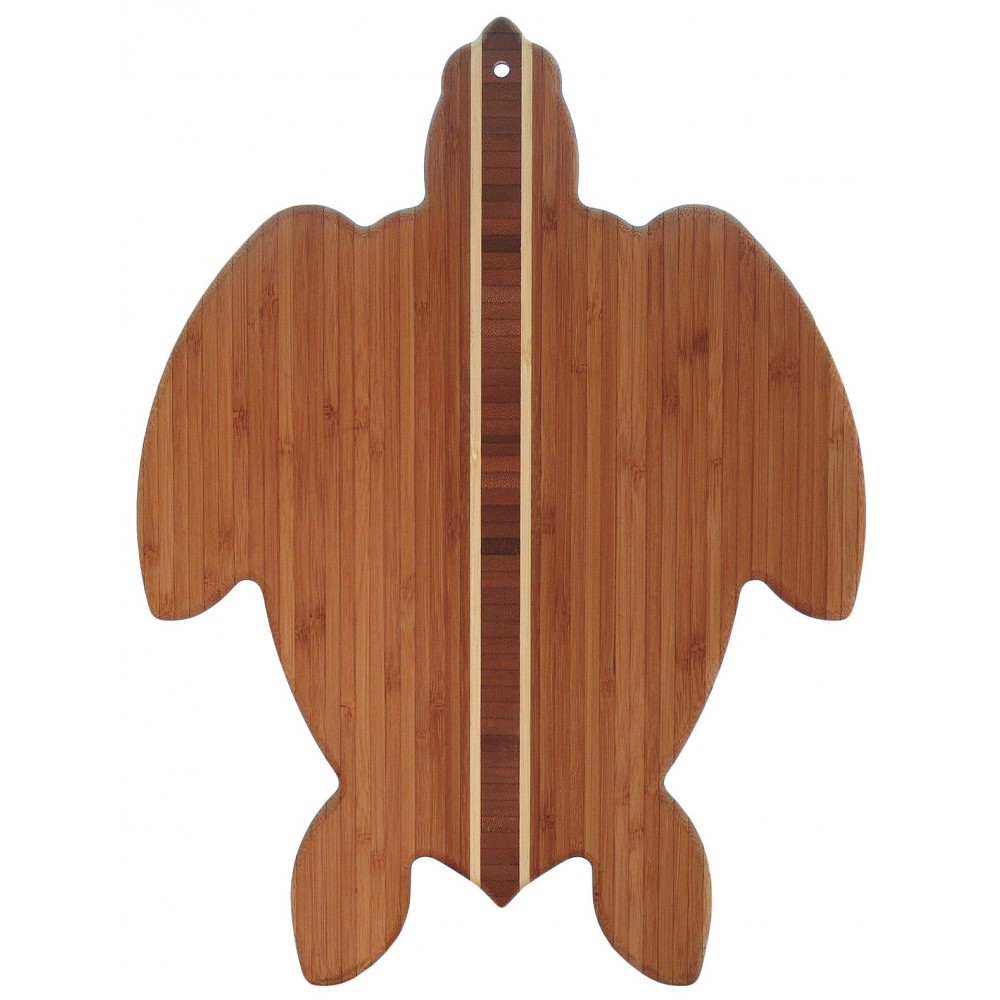 11" x 14.625" - Bamboo Turtle Cutting Boards Wood with Logo