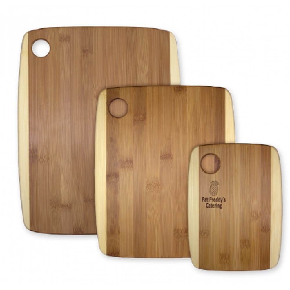 Promotional 3-Piece Two-Tone Bamboo Serving & Cutting Board Set
