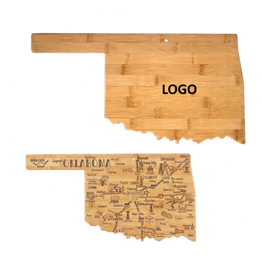 Oklahoma Shaped Wooden Cutting Board Custom Imprinted