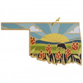 Oklahoma State Shaped Cutting & Serving Board w/Artwork by Summer Stokes with Logo  Oklahoma State Shaped Cutting & Serving Board w/Artwork by Summer Stokes with Logo