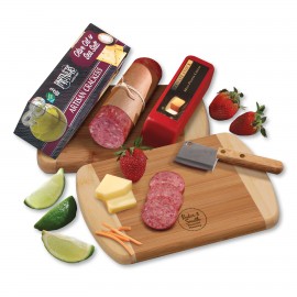 Logo Branded Shelf-Stable A Taste of Wisconsin Snack Board w/Cleaver