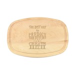 10" x 16" x 3/4" Maple Oval Cutting Board with Juice Groove with Logo