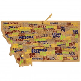 Promotional Montana State Shaped Cutting & Serving Board w/Artwork by Wander on Words