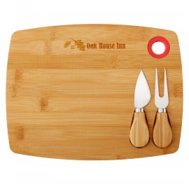 3 Piece Bamboo Cheese Board Set with Logo