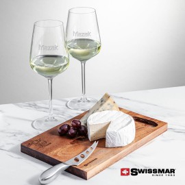 Swissmar Acacia Board & 2 Elderwood Wine with Logo  Swissmar Acacia Board & 2 Elderwood Wine with Logo
