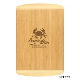18" x 12" Bamboo Two-Tone Rectangle Cutting Board with Logo