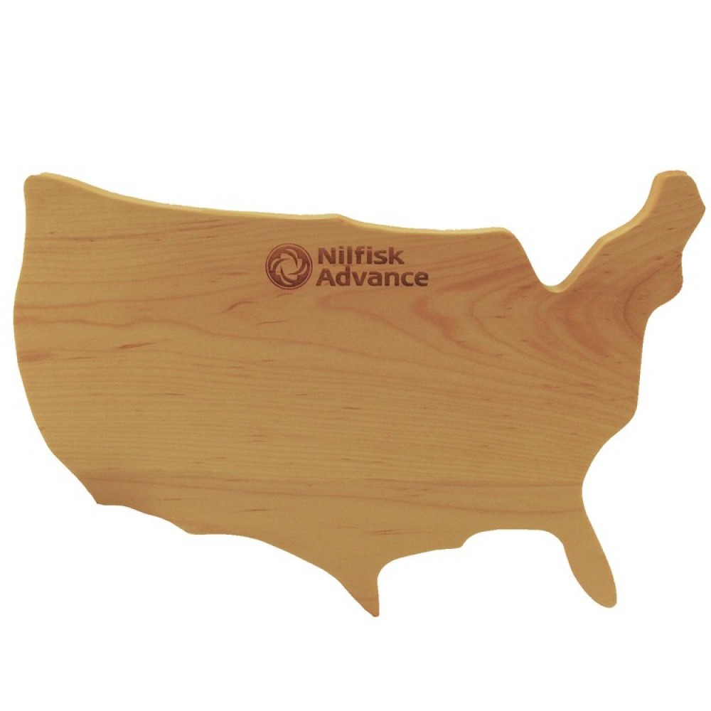 Logo Branded USA Shaped Wood Cutting Board